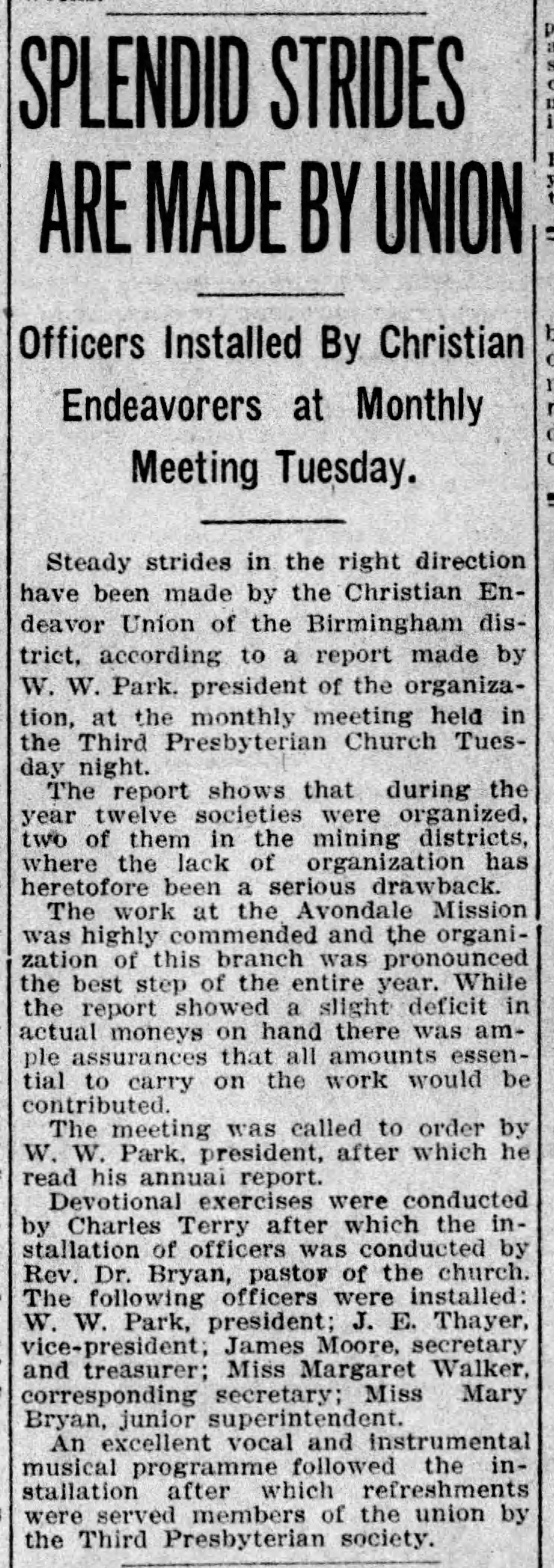 Splendid Strides Are Made By Union